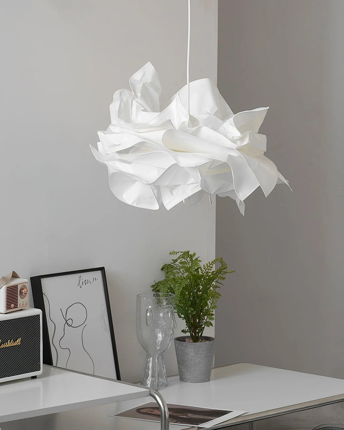 Pendant Lamp | Origami Paper Shade & Metal Frame | 3 Sizes