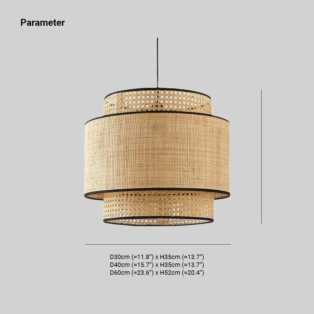 Pendant Lamp | Rattan & Metal Shade | 3000K LED Included