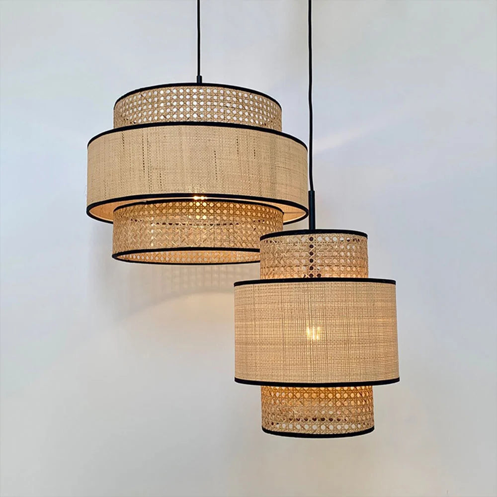 Pendant Lamp | Rattan & Metal Shade | 3000K LED Included