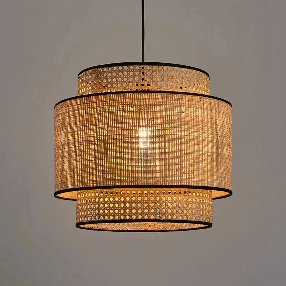 Pendant Lamp | Rattan & Metal Shade | 3000K LED Included