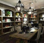 Pendant Lamp | Spherical Glass Globe & Rust Metal Frame