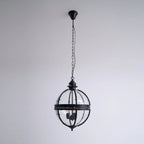 Pendant Lamp | Spherical Glass Globe & Rust Metal Frame