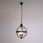 Pendant Lamp | Spherical Glass Globe & Rust Metal Frame
