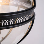 Pendant Lamp | Spherical Glass Globe & Rust Metal Frame