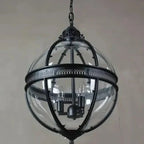 Pendant Lamp | Spherical Glass Globe & Rust Metal Frame