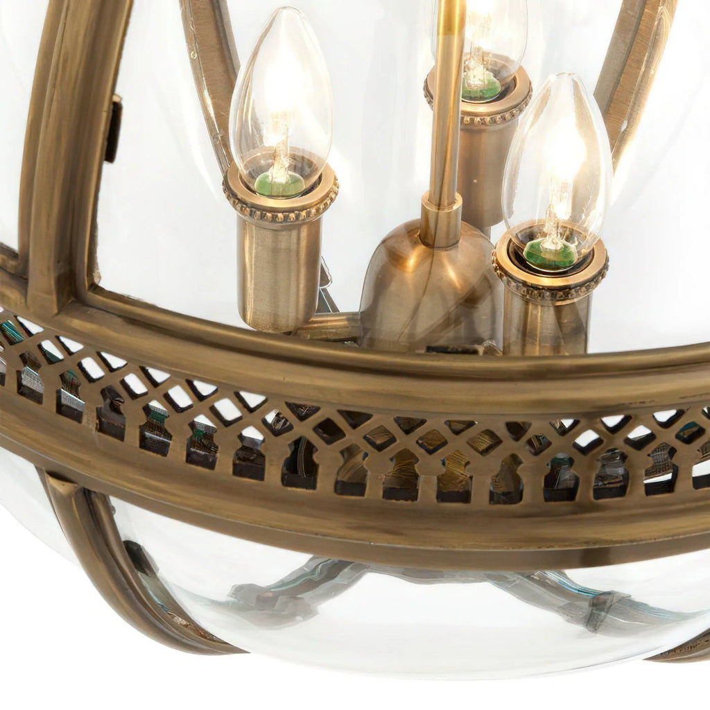 Pendant Lamp | Spherical Glass Globe & Rust Metal Frame