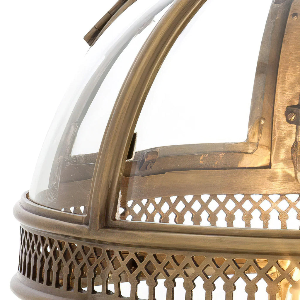 Pendant Lamp | Spherical Glass Globe & Rust Metal Frame