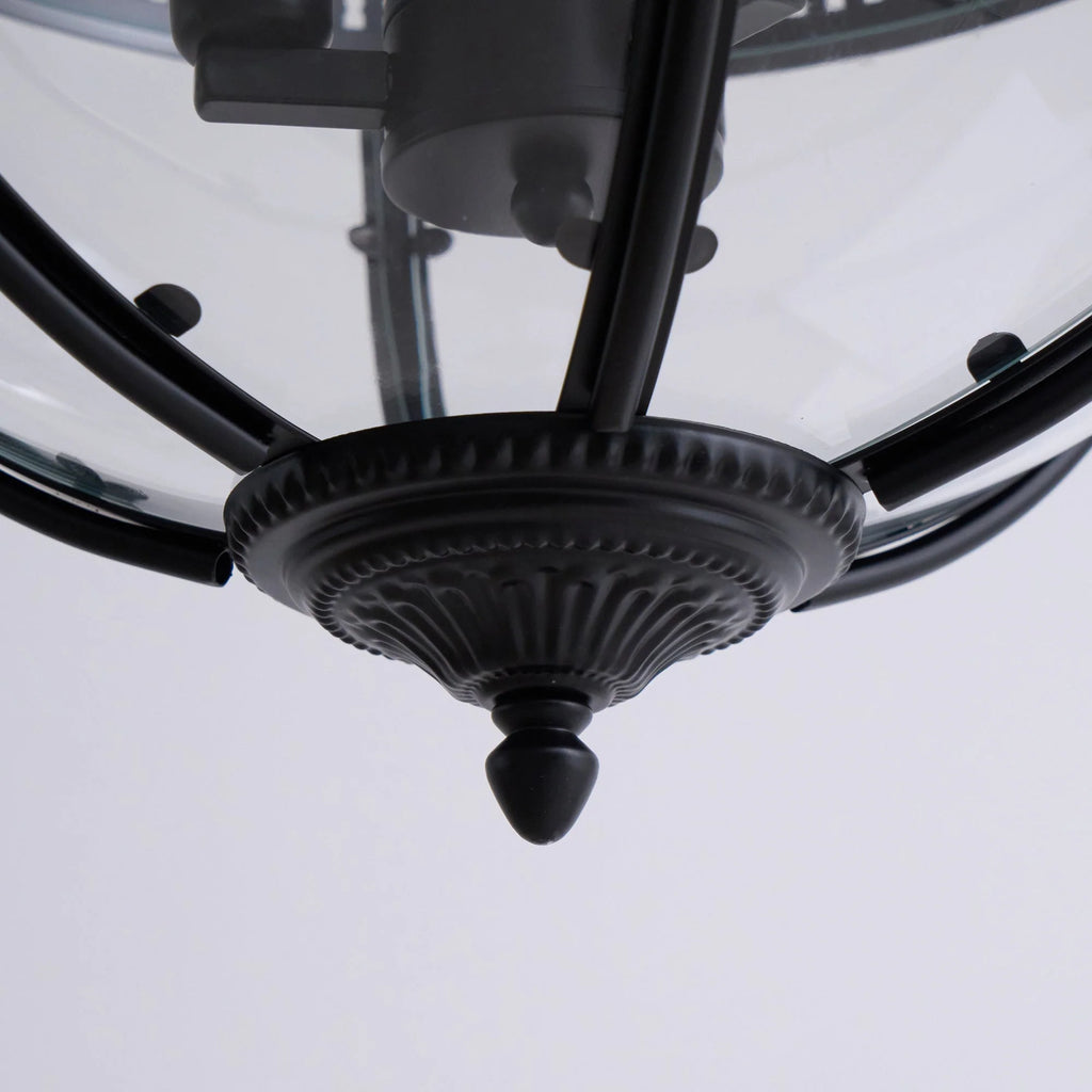Pendant Lamp | Spherical Glass Globe & Rust Metal Frame