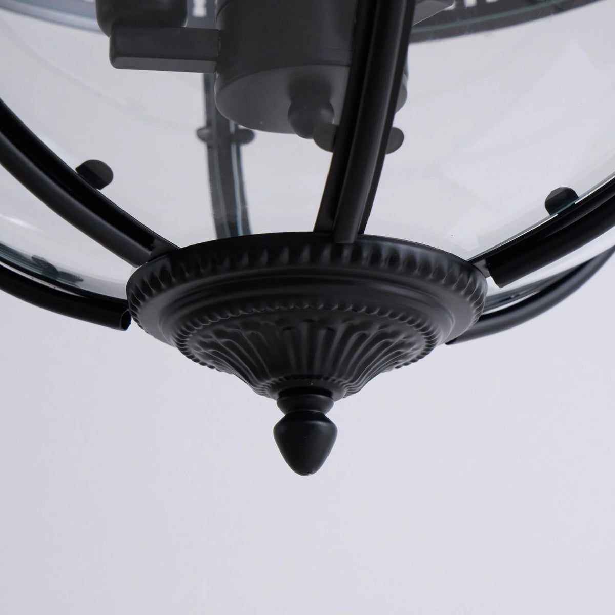 Pendant Lamp | Spherical Glass Globe & Rust Metal Frame