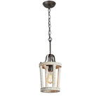 Pendant Lamp | Vintage Industrial Solid Wood & Metal | 20 cm Diameter
