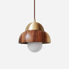 Pendant Lamp | Walnut Wood & Brass Accents | E26/E27 Socket