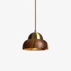 Pendant Lamp | Walnut Wood & Brass Accents | E26/E27 Socket