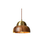 Pendant Lamp | Walnut Wood & Brass Accents | E26/E27 Socket