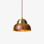 Pendant Lamp | Walnut Wood & Brass Accents | E26/E27 Socket