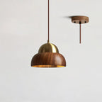 Pendant Lamp | Walnut Wood & Brass Accents | E26/E27 Socket