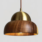 Pendant Lamp | Walnut Wood & Brass Accents | E26/E27 Socket