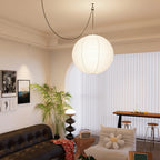 Pendant Lamp | Washi Paper Shade & Metal Fixture | Adjustable Cord