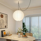 Pendant Lamp | Washi Paper Shade & Metal Fixture | Adjustable Cord