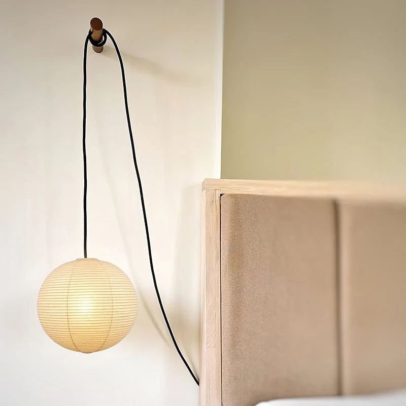 Pendant Lamp | Washi Paper Shade & Metal Fixture | Adjustable Cord