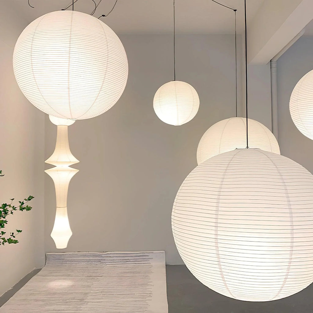 Pendant Lamp | Washi Paper Shade & Metal Fixture | Adjustable Cord
