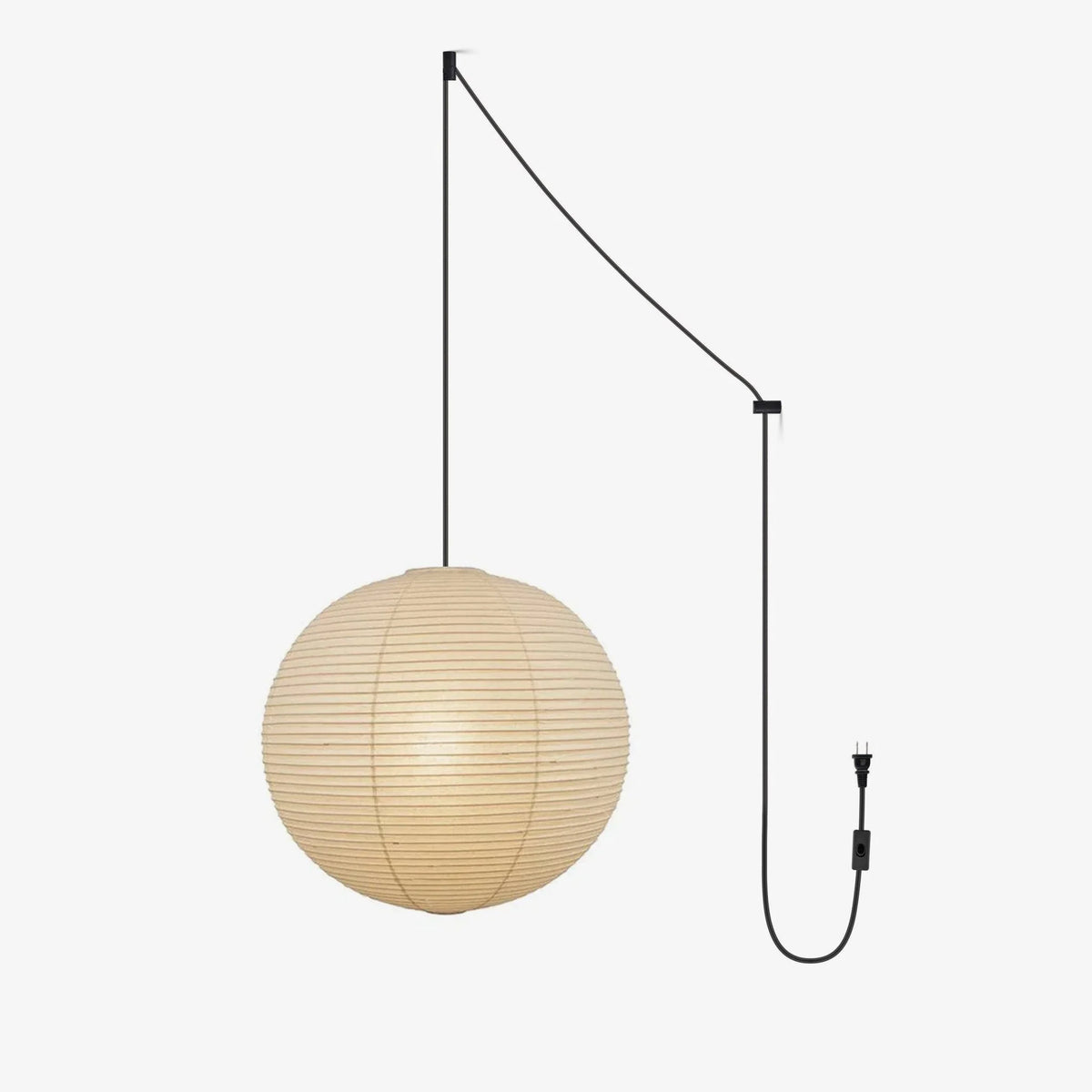 Pendant Lamp | Washi Paper Shade & Metal Fixture | Adjustable Cord