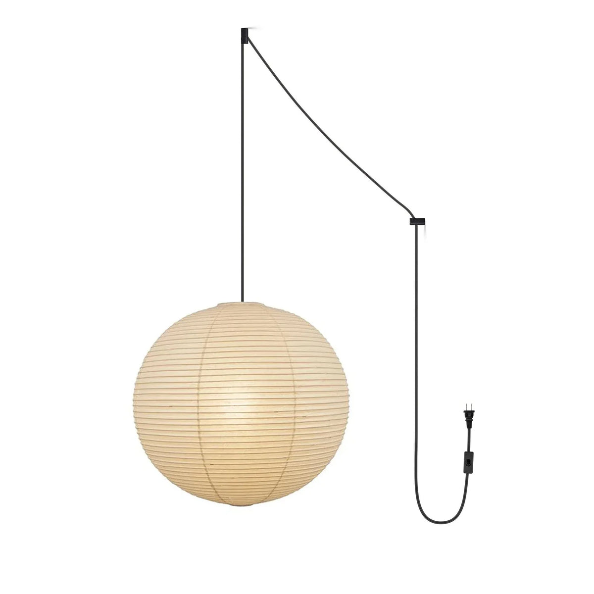 Pendant Lamp | Washi Paper Shade & Metal Fixture | Adjustable Cord