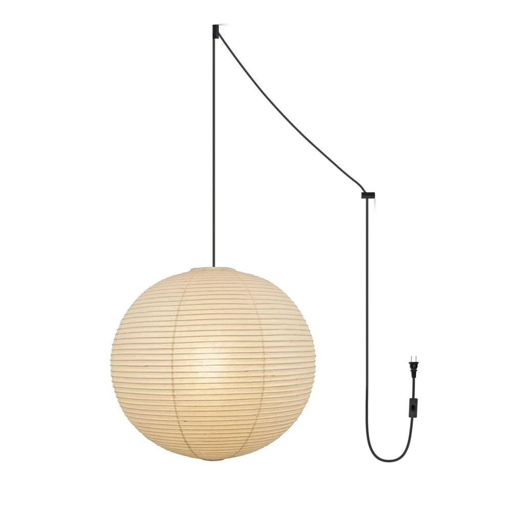 Pendant Lamp | Washi Paper Shade & Metal Fixture | Adjustable Cord