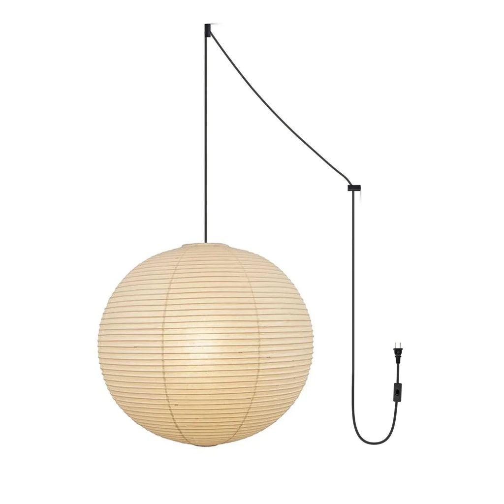Pendant Lamp | Washi Paper Shade & Metal Fixture | Adjustable Cord