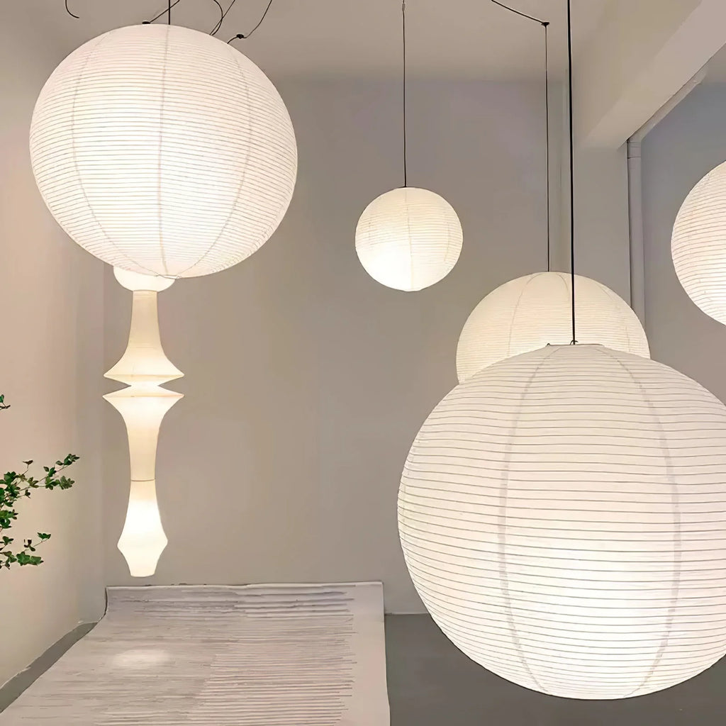 Pendant Lamp | Washi Paper Shade & Metal Fixture | Adjustable Cord
