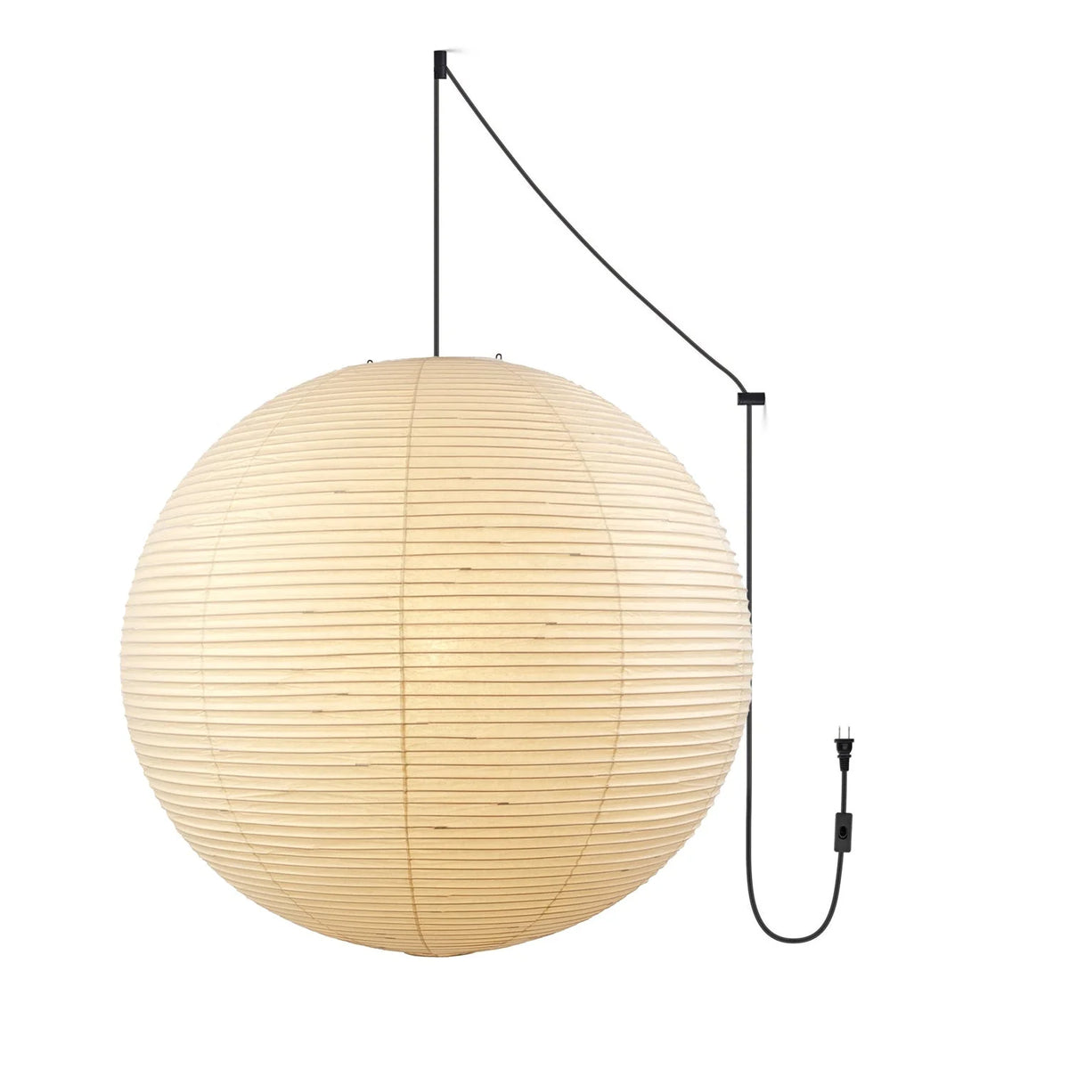 Pendant Lamp | Washi Paper Shade & Metal Fixture | Adjustable Cord