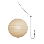 Pendant Lamp | Washi Paper Shade & Metal Fixture | Adjustable Cord