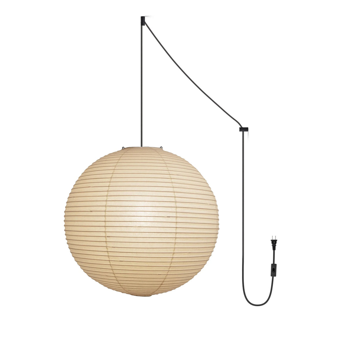 Pendant Lamp | Washi Paper Shade & Metal Fixture | Adjustable Cord