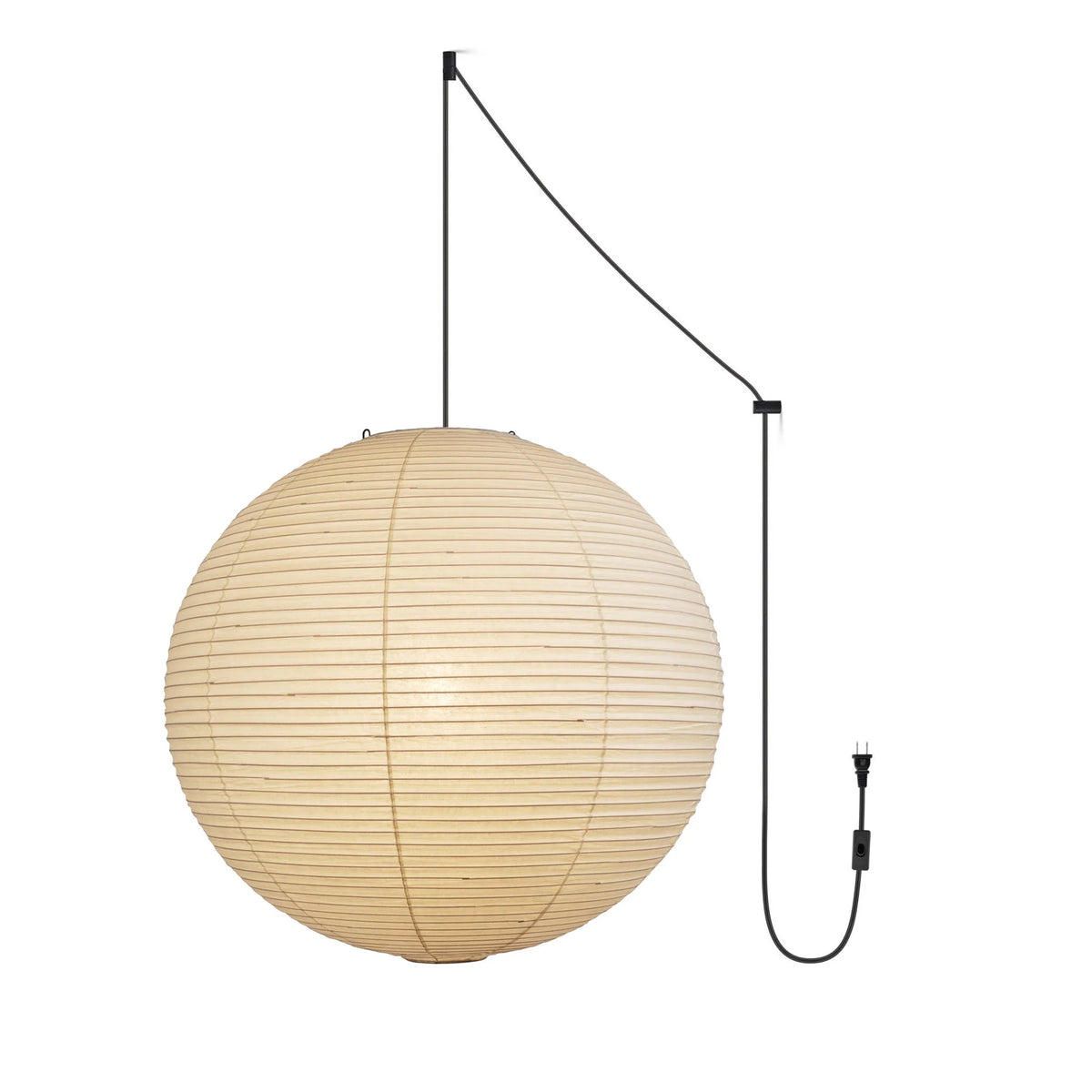 Pendant Lamp | Washi Paper Shade & Metal Fixture | Adjustable Cord