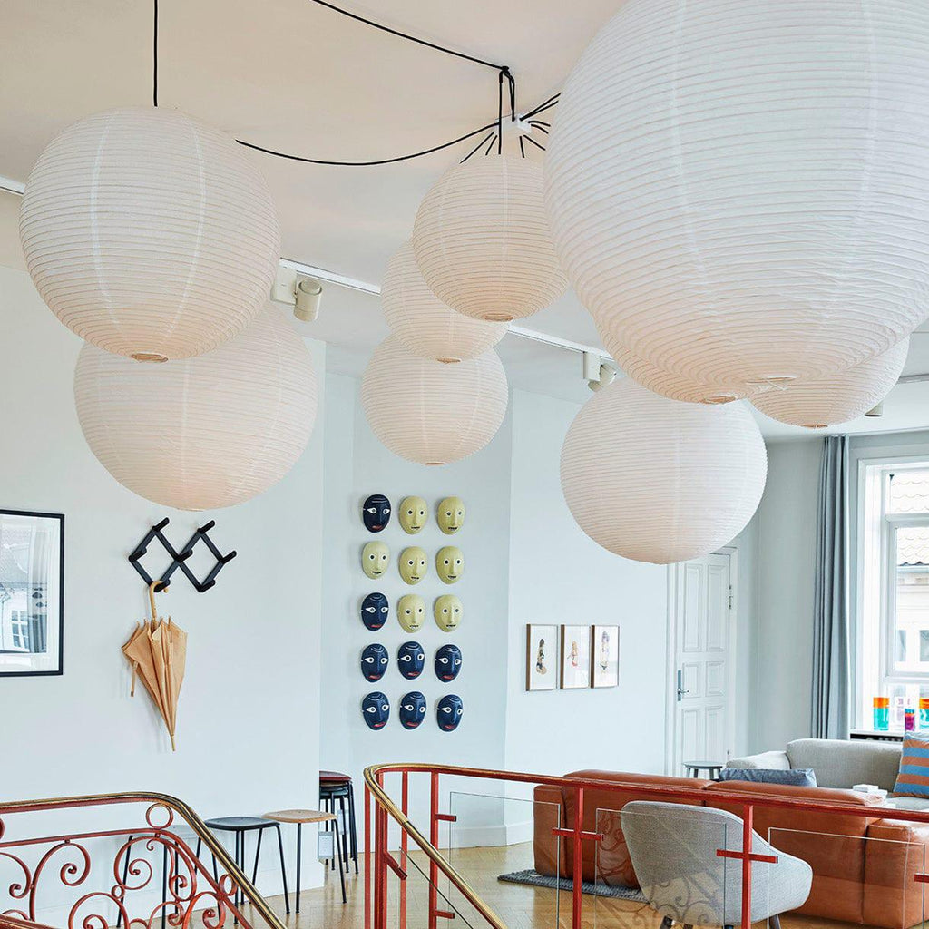 Pendant Lamp | Washi Paper Shade & Metal Fixture | Adjustable Cord