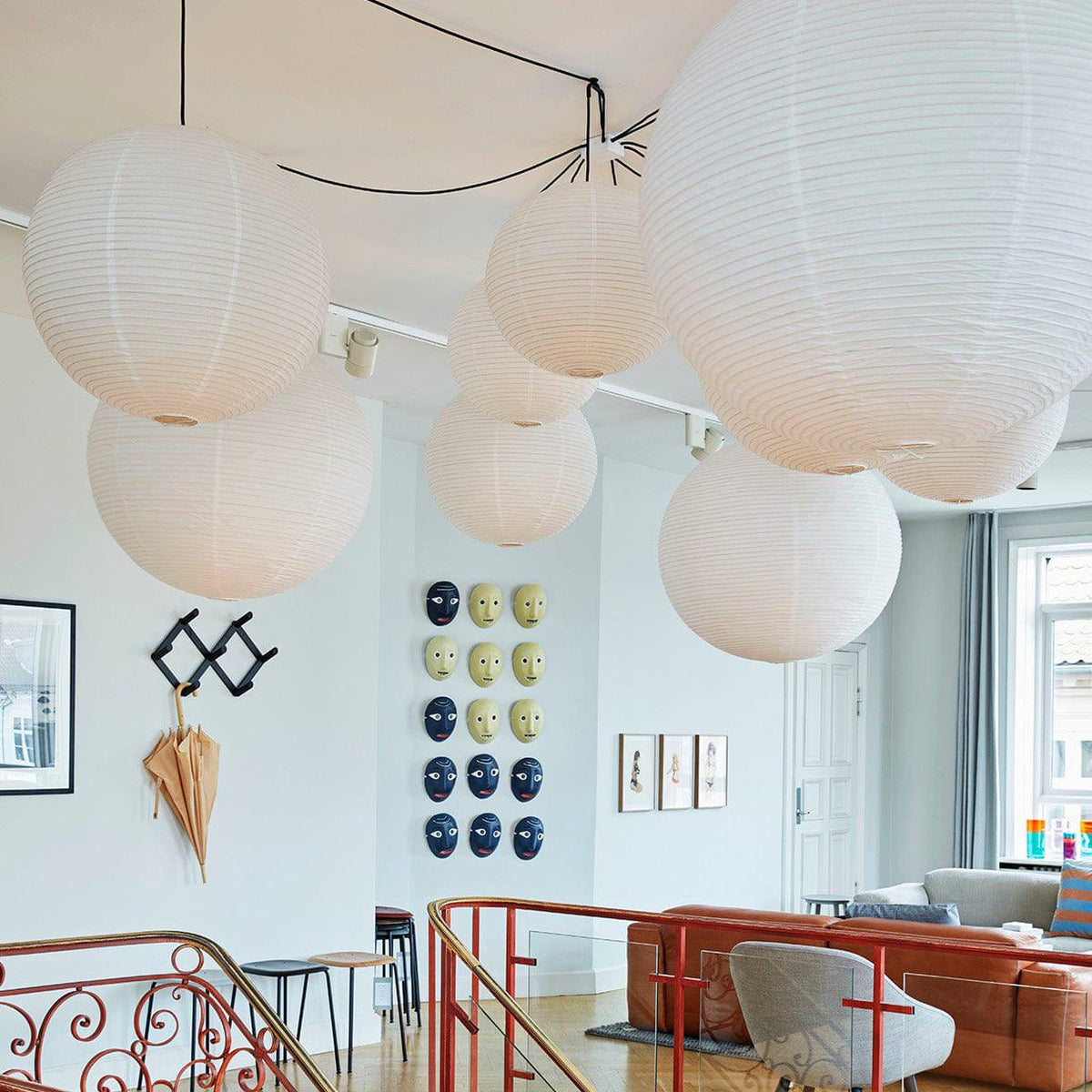 Pendant Lamp | Washi Paper Shade & Metal Fixture | Adjustable Cord