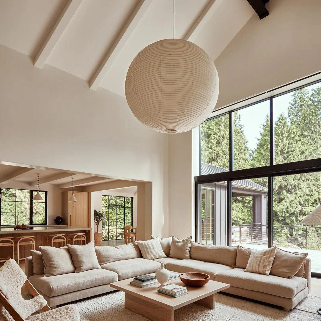 Pendant Lamp | Washi Paper Shade & Metal Fixture | Adjustable Cord