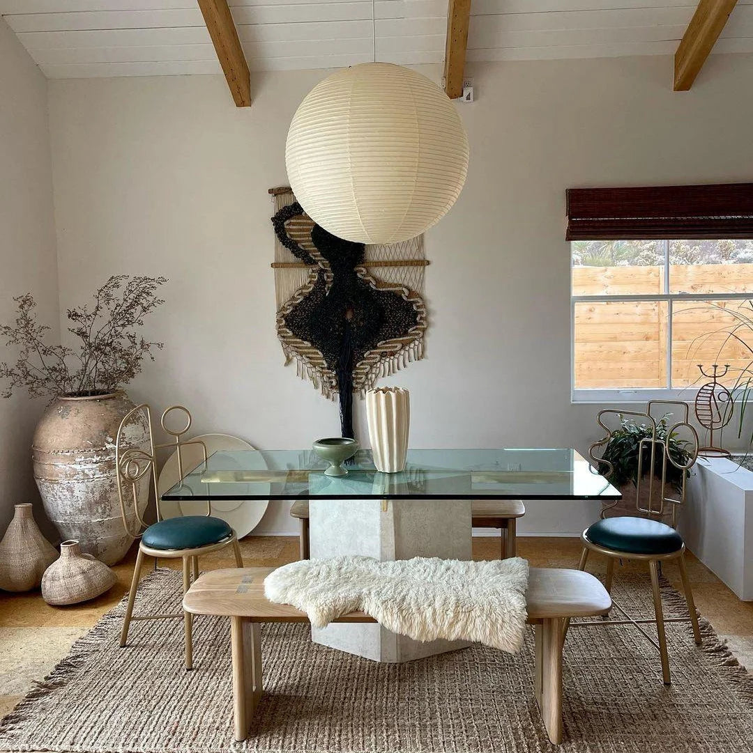 Pendant Lamp | Washi Paper Shade & Metal Fixture | Adjustable Cord