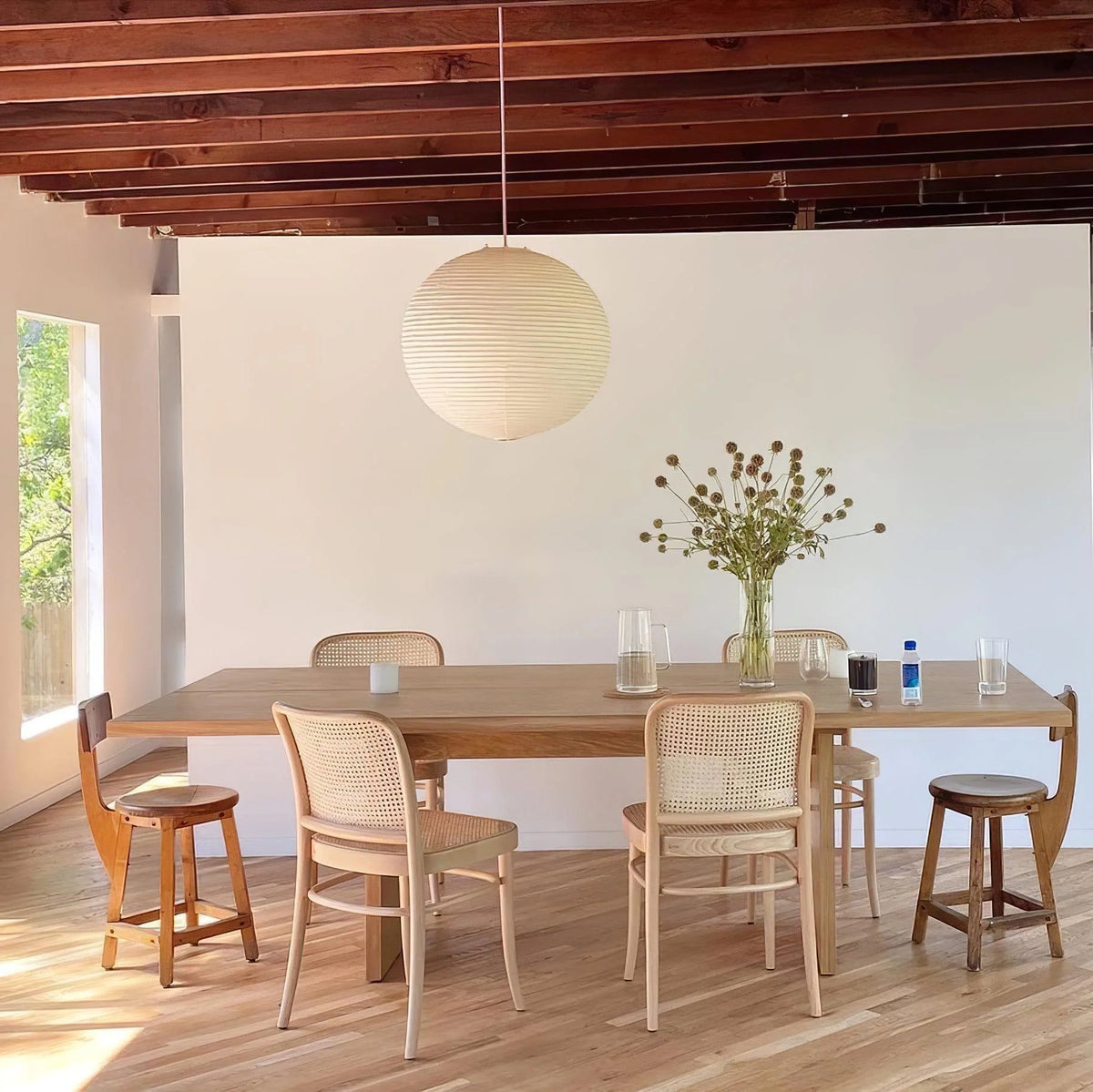 Pendant Lamp | Washi Paper Shade & Metal Fixture | Adjustable Cord