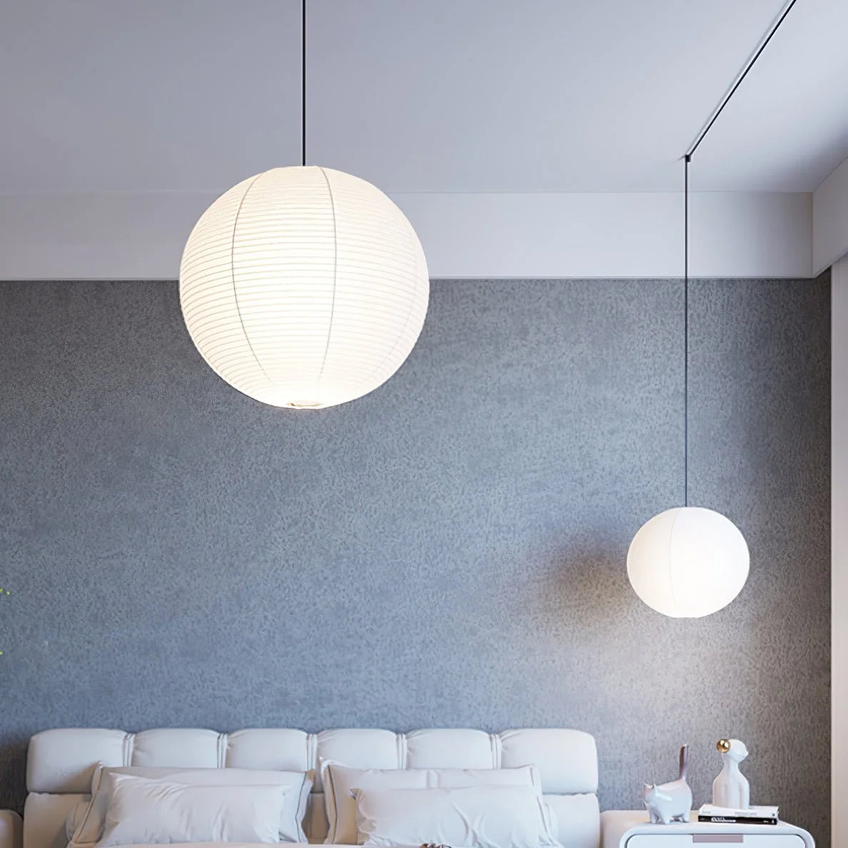 Pendant Lamp | Washi Paper Shade & Metal Fixture | Adjustable Cord