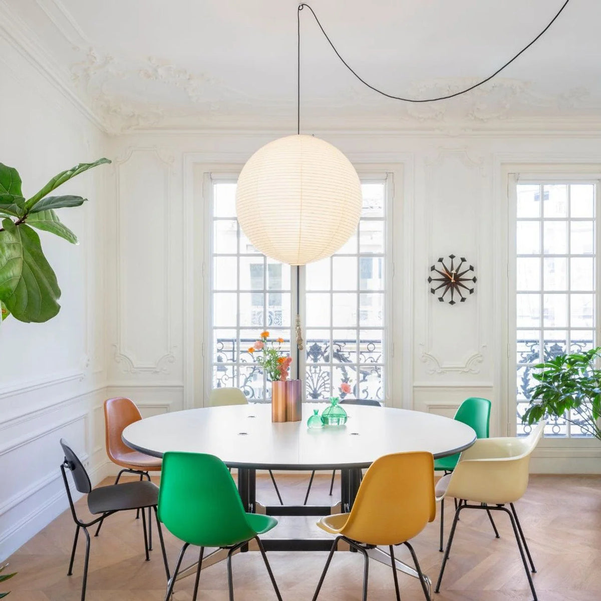 Pendant Lamp | Washi Paper Shade & Metal Fixture | Adjustable Cord