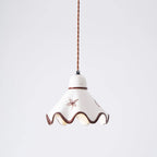Pendant Lamp | Wavy Ceramic Shade & Metal Accents | 150 cm Adjustable Cord