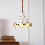 Pendant Lamp | Wavy Ceramic Shade & Metal Accents | 150 cm Adjustable Cord