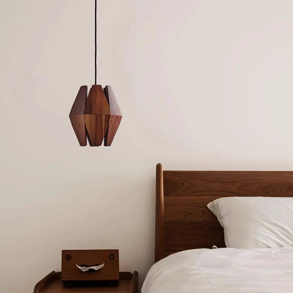 Pendant Lamp | Wood Shade & Metal | Dimmer-Compatible