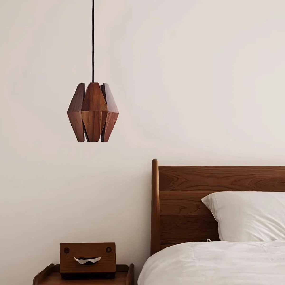 Pendant Lamp | Wood Shade & Metal | Dimmer-Compatible