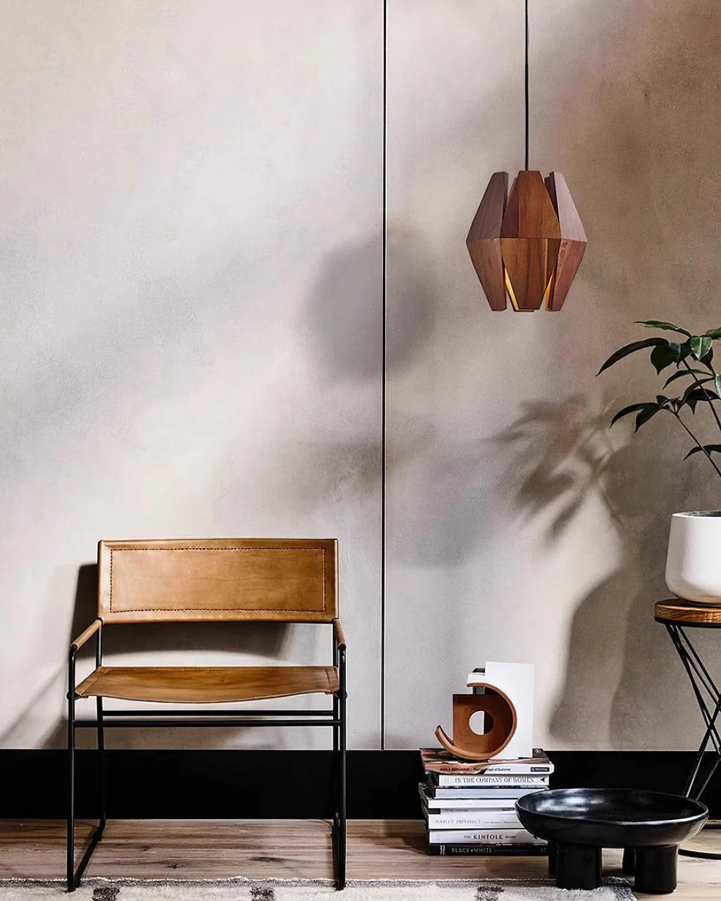 Pendant Lamp | Wood Shade & Metal | Dimmer-Compatible
