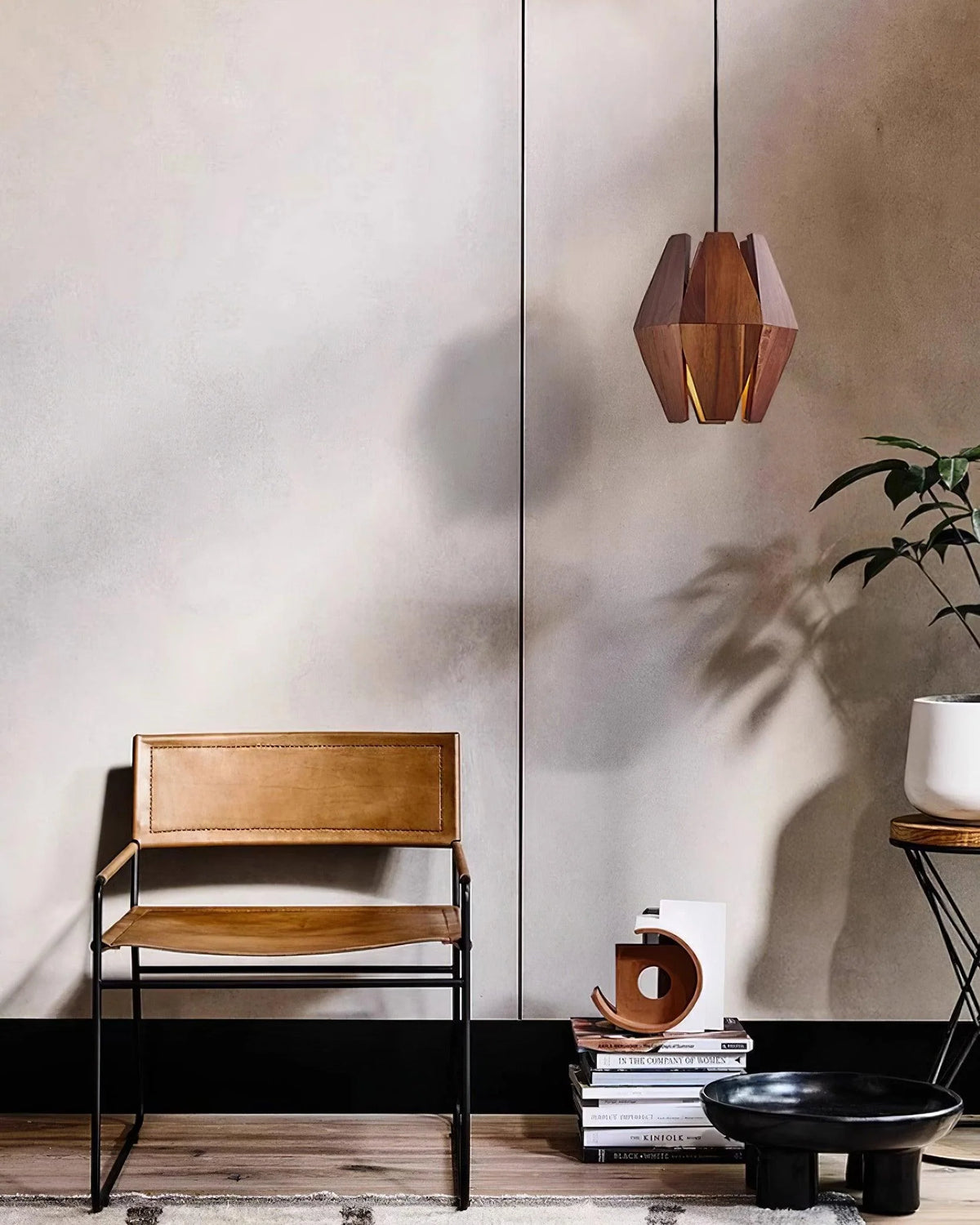 Pendant Lamp | Wood Shade & Metal | Dimmer-Compatible