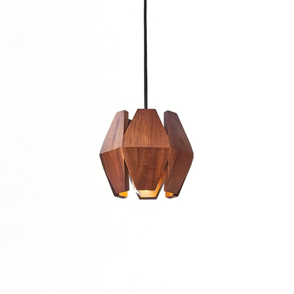 Pendant Lamp | Wood Shade & Metal | Dimmer-Compatible