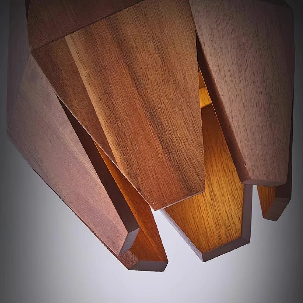 Pendant Lamp | Wood Shade & Metal | Dimmer-Compatible