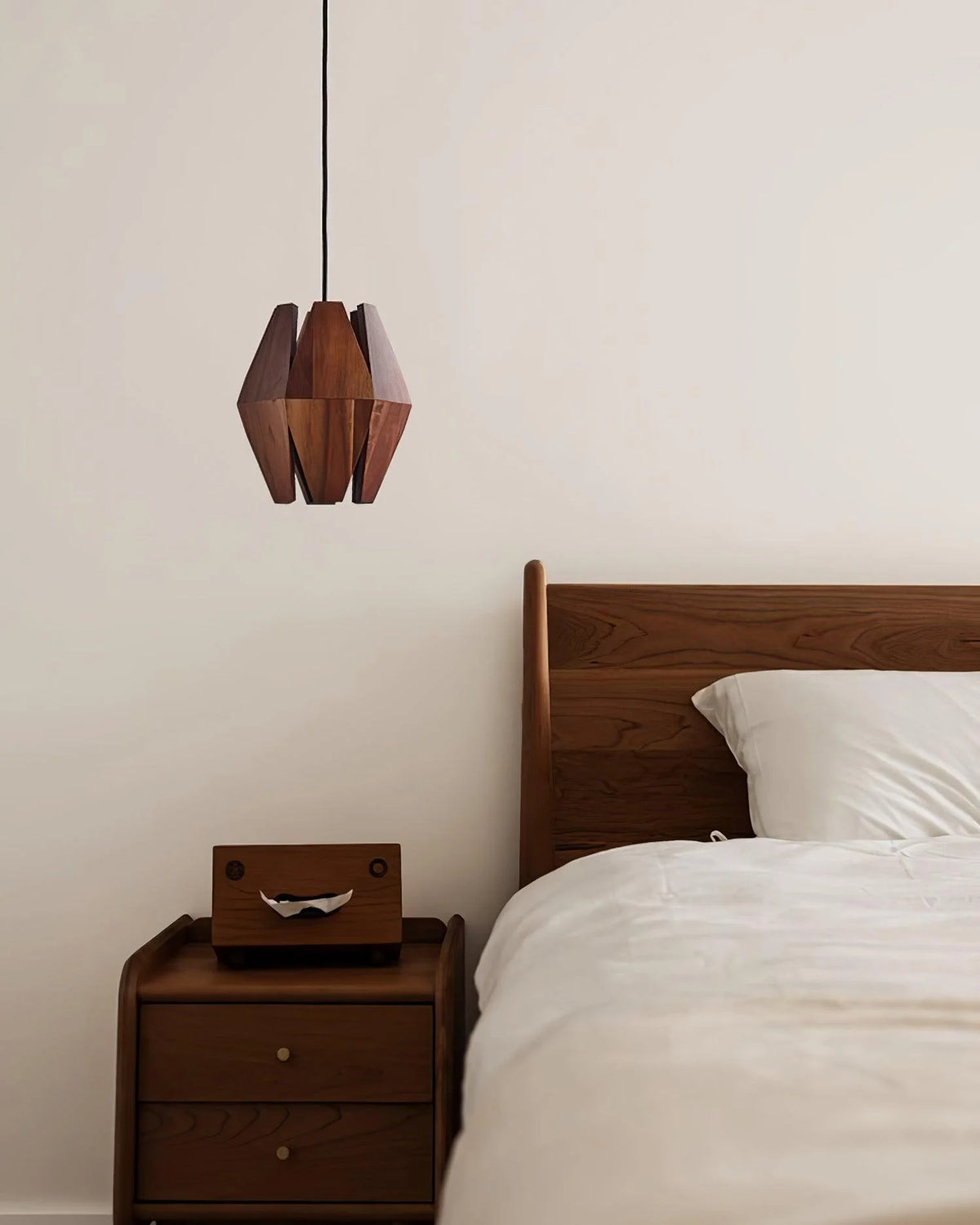 Pendant Lamp | Wood Shade & Metal | Dimmer-Compatible