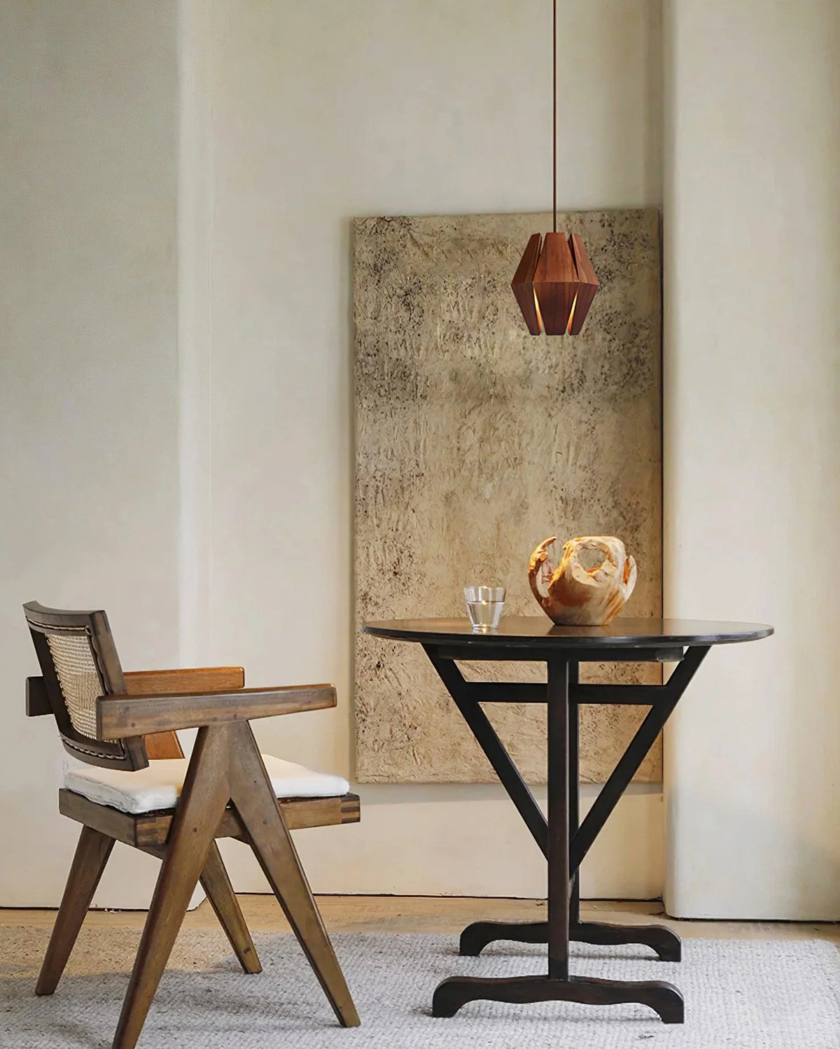 Pendant Lamp | Wood Shade & Metal | Dimmer-Compatible